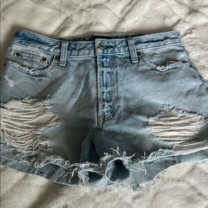 Abercrombie & Fitch Blue Distressed Jean Shorts